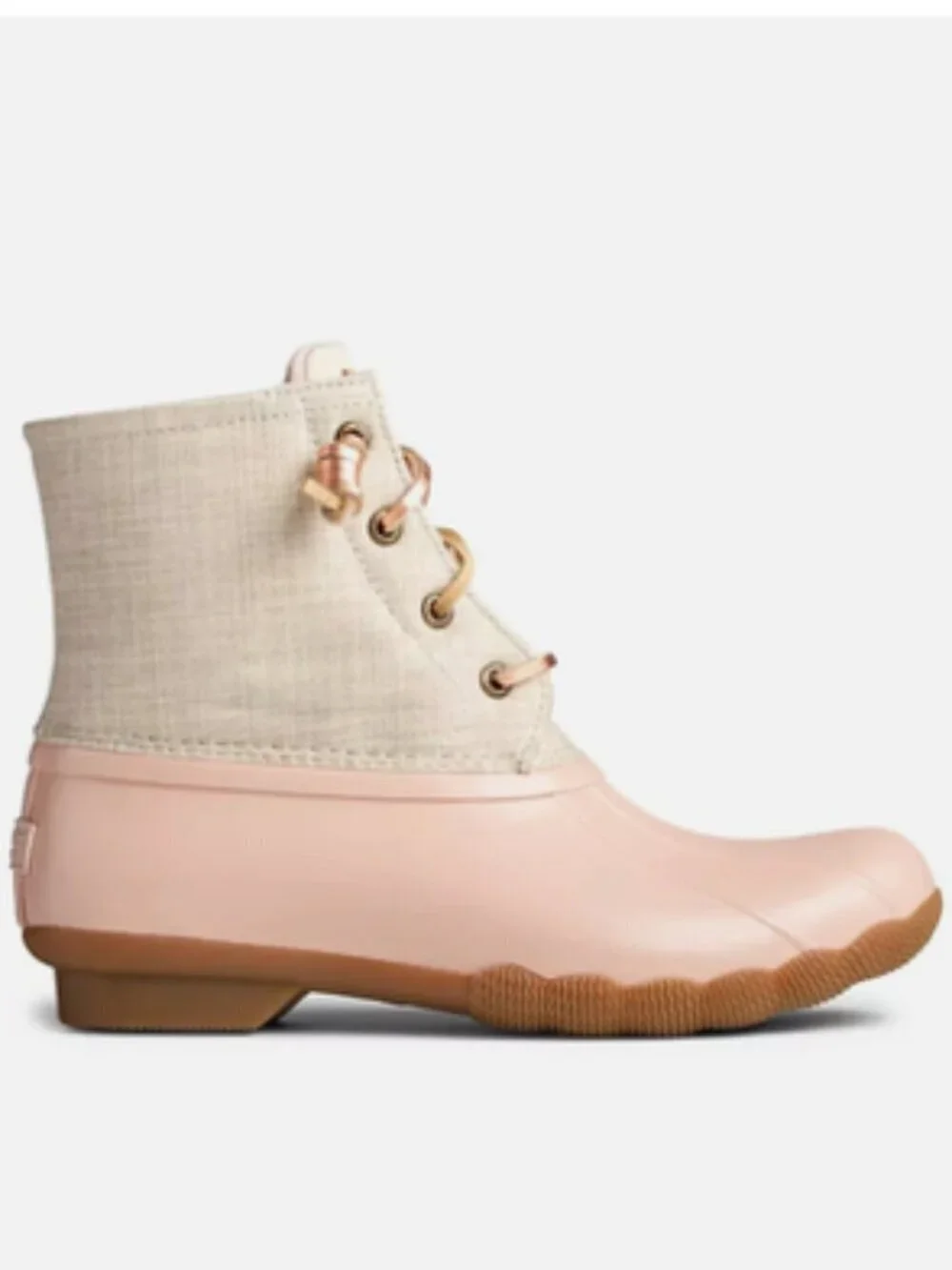 SPERRY Saltwater Canvas Rose/Oat Rain Snow Boots Sz 6